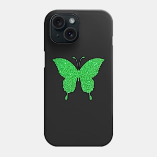 Bright Green Faux Glitter Butterfly Phone Case