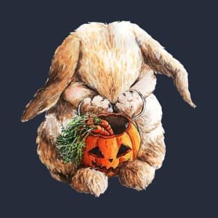Cute Halloween Bunny with pumpkin basket T-Shirt