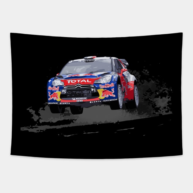 Sébastien Loeb WRC CAR JUMP Tapestry by cowtown_cowboy