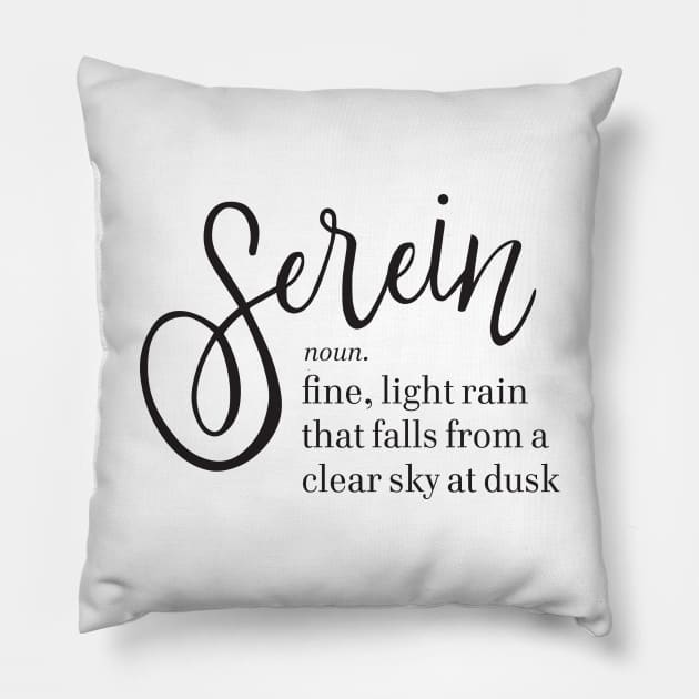 Serein Rain Definition Pillow by KitCronk