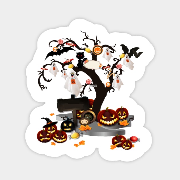 Halloween Tree tee design birthday gift graphic Magnet by TeeSeller07