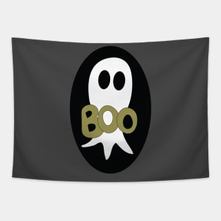 Cute Halloween ghost cartoon with BOO text Tapestry