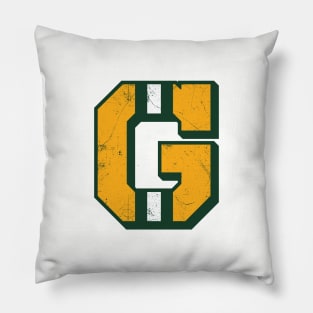 Green Bay G, vintage - white 2 Pillow