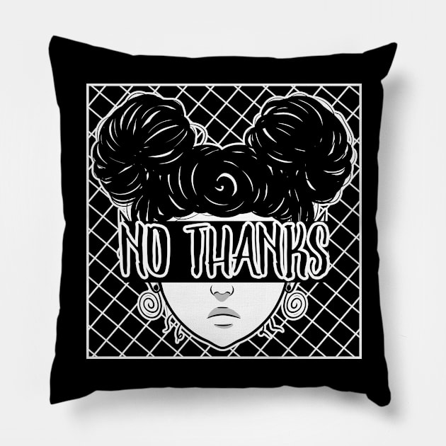 No Thanks Pillow by artsiecassie