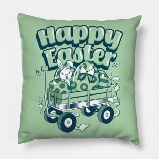 Easter Shirt Bunny Egg Hunt Wagon Pillow