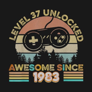 37th Birthday Level 37 Unlocked Born In 1983 Gift T-Shirt