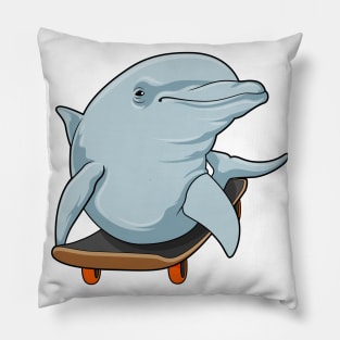 Dolphin as Skater with Skateboard Pillow