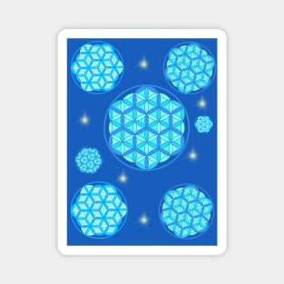 Blue flower of life Magnet