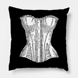 Corset Vintage Style Black and White Illustration Pillow