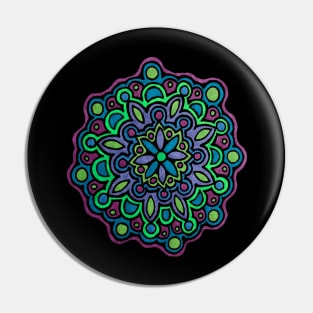 Three Color Mandala (Blue, Purple & Green) Pin