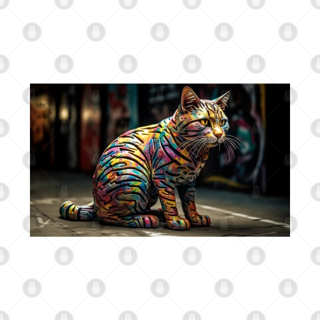 Artsy Cat painted in artsy Colors by SusannesArtShop