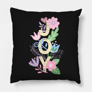 JOY Letters with Flowers Pillow