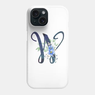 Floral Monogram W Wild Blue Flowers Phone Case