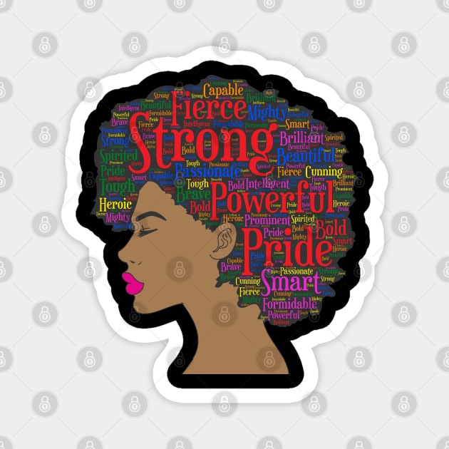 Afro Word Art Design For Strong Black Women Or Girl Print Magnet by Linco