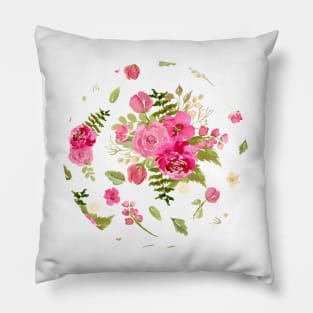 Rose Pink Florals | Watercolor | Pillow