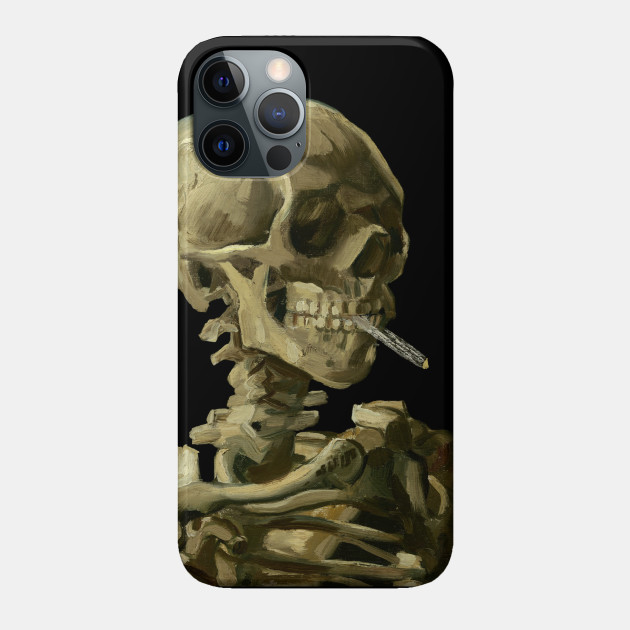 Skull with Burning Cigarette by Vincent van Gogh - Skull - Phone Case