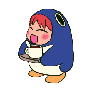 I draw cafe penguin suit chiyo chan serving coffee with a tray T-Shirt