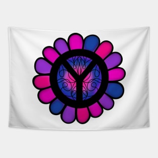 60s Peace Sign Flower Tapestry