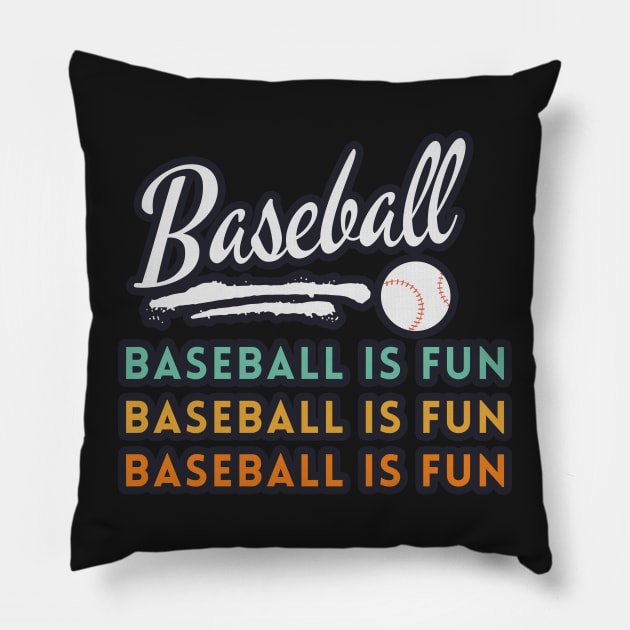 Baseball Is Fun Vintage Pillow by WhatsDax