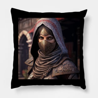 Female Assassin Intense Stare Pillow