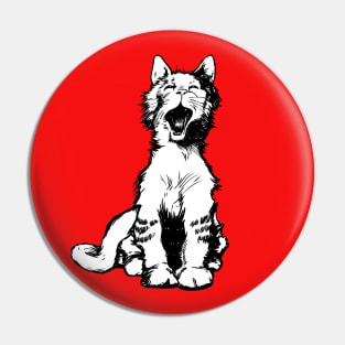 Yawning Cat on Red Pin