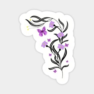 Floral Design Purple Butterflies Magnet