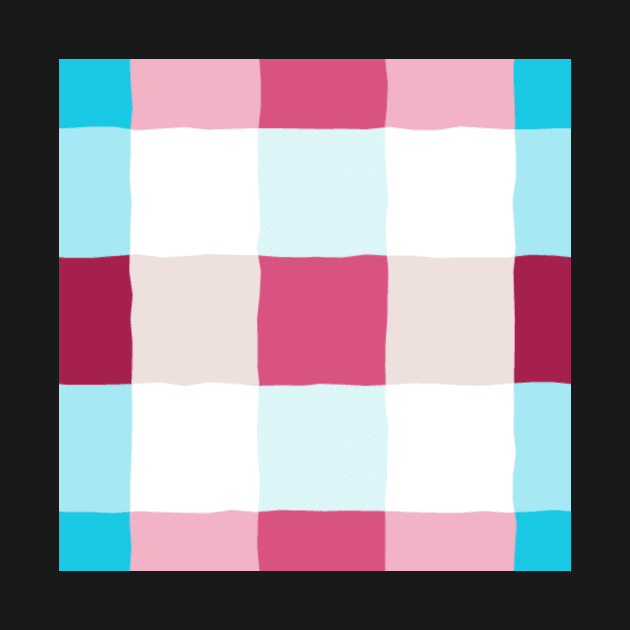 irregular gingham pink and blue on white by colorofmagic