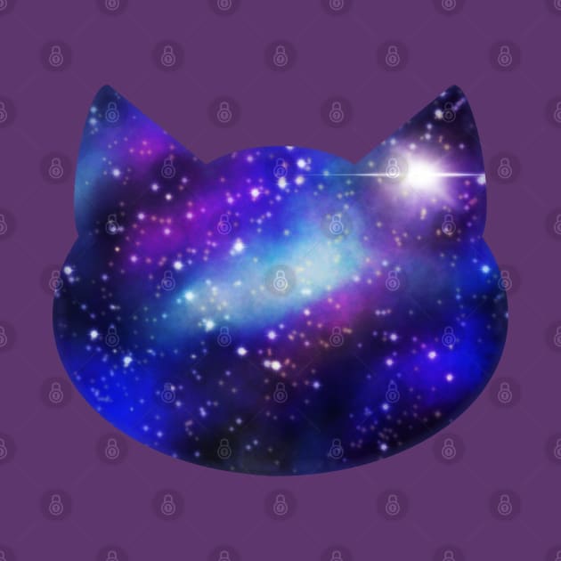 Womens Galaxy Cat Head Silhouette by DeesDeesigns