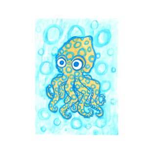 Blue Ringer Octopus - Cartoony Watercolor T-Shirt