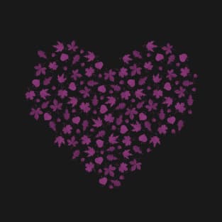 Autumn leaves heart Pink/Violet version T-Shirt