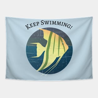 Kids Angelfish Keep Swimming Distressed Tapestry