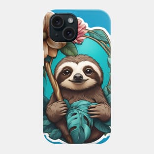 Sloth and flower Phone Case
