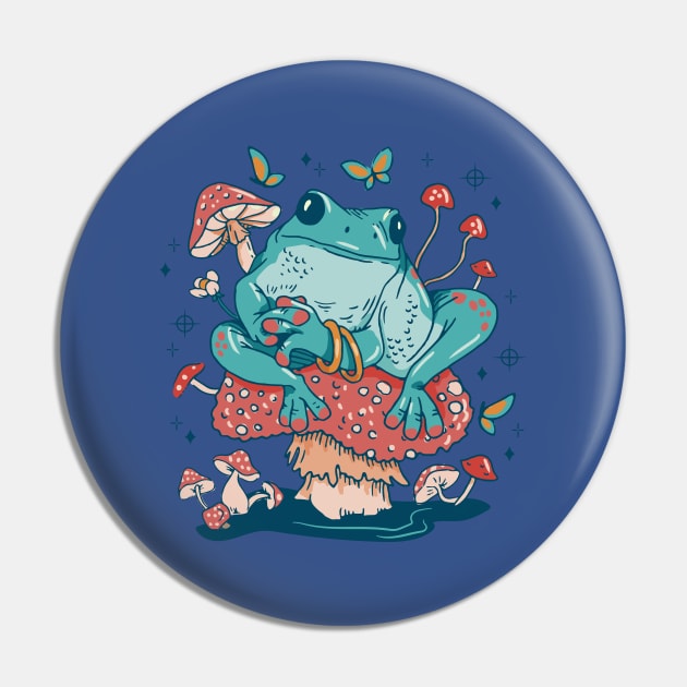 Cottagecore Aesthetic Mushrooms and Frog Pin by DRIPCRIME Y2K