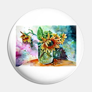 Sunflower still life Pin