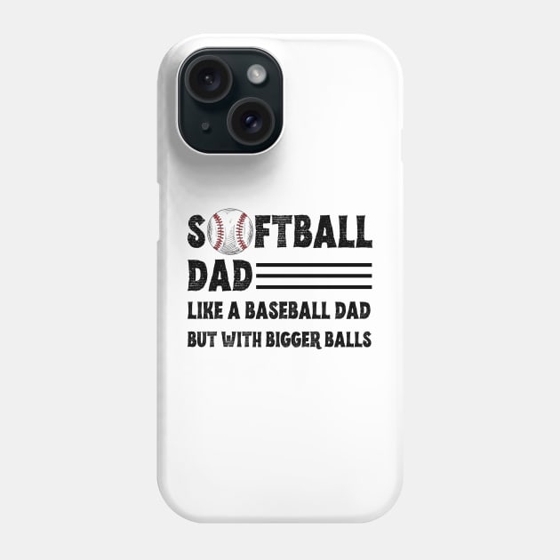 Softball Dad like A Baseball Dad but with Bigger Balls, Funny Softball Dad Father’s Day Phone Case by JustBeSatisfied