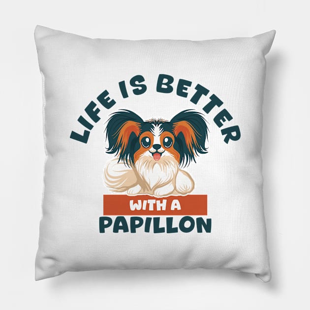 Embrace the Joy: Life with a Papillon Pillow by Malinda