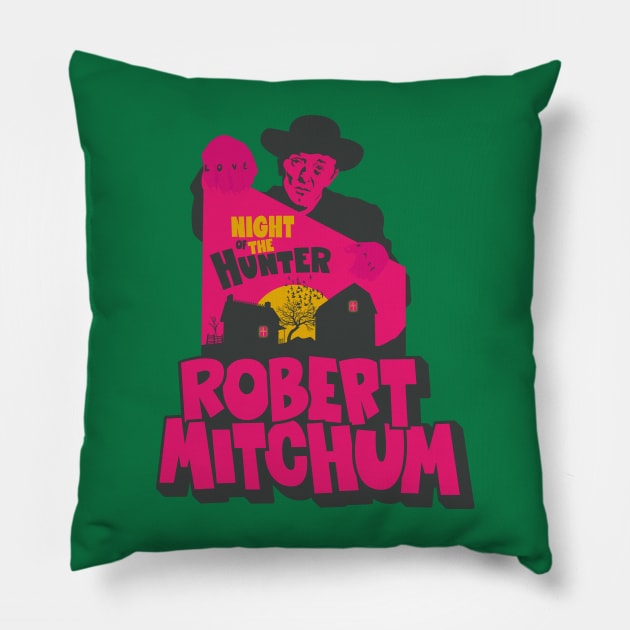 The Night of the Hunter: Captivating Robert Mitchum's Iconic Performance Pillow by Boogosh