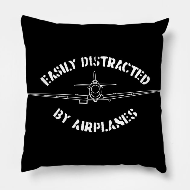 Easily distracted by airplanes Pillow by BearCaveDesigns