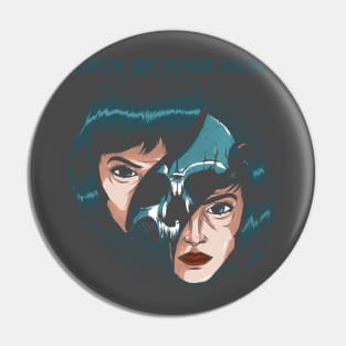 Open Up Your Head Skull Girl Pin