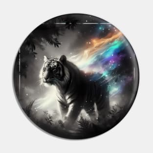 Abstract Monochromatic Tiger Within Rainbow Colors Pin