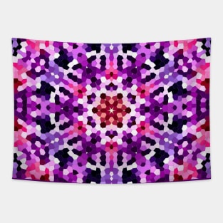 Vibrant Geometric Mandala in Pink, Purple and White Tapestry