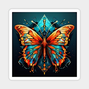 Orange, Yellow And Teal Butterfly Magnet