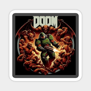 Doom guy surrounded by Demons! Magnet