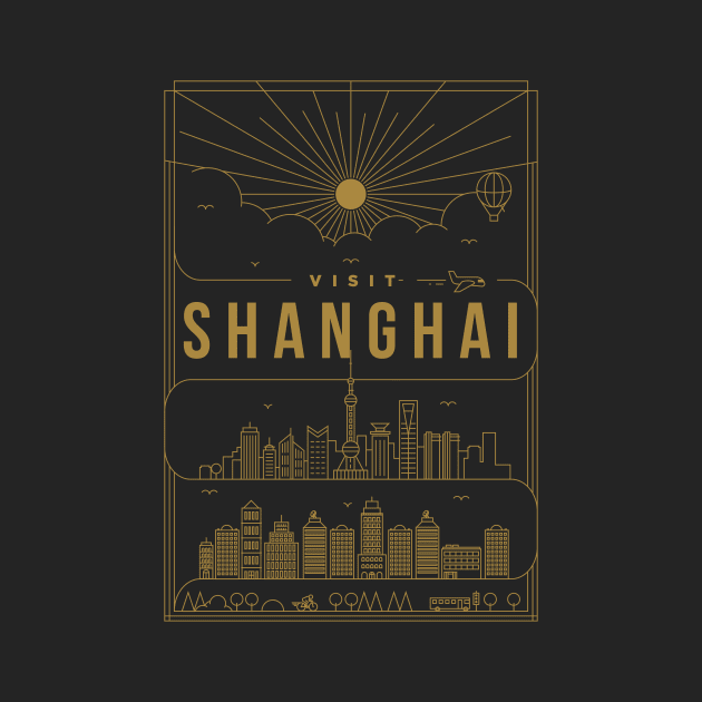 Shanghai Minimal Lineal Poster by kursatunsal