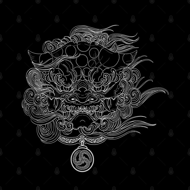 Japanese Design Karajishi, Foo dog, horimono tattoo inspired by Blacklinesw9 by Blacklinesw9