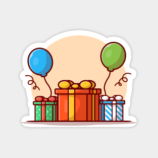 Gift And Balloon Birthday Party Cartoon Vector Icon Illustration Magnet