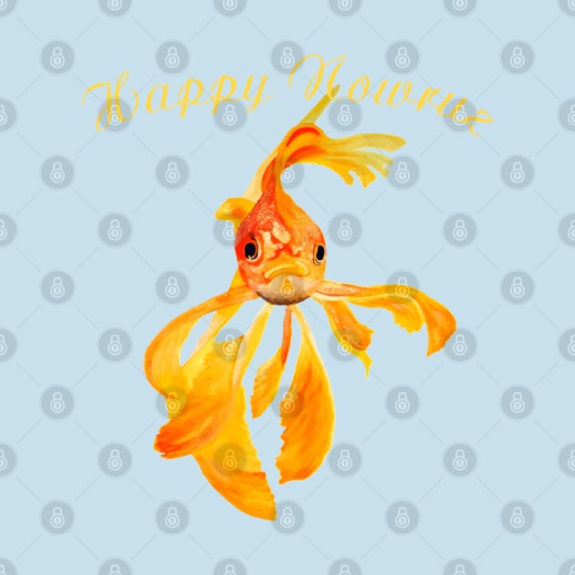 Happy Nowruz Cat New Year Goldfish Isolated by taiche