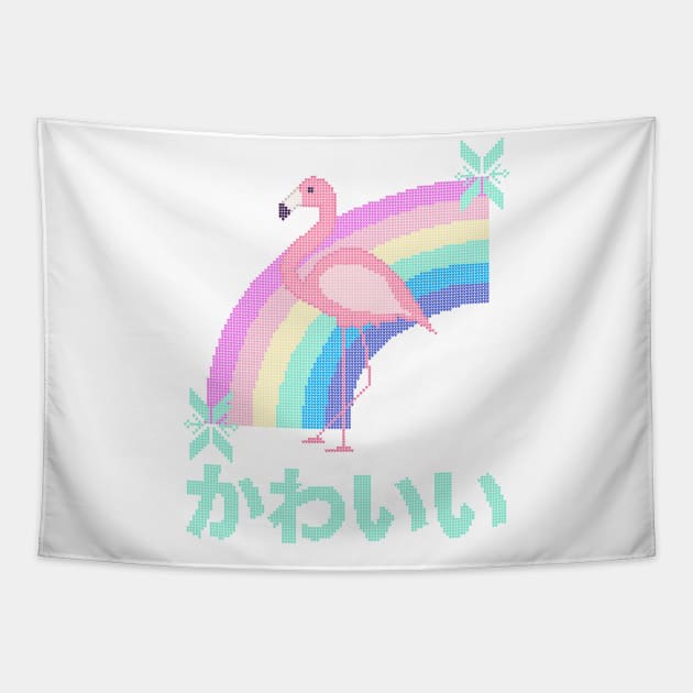 Pink Flamingo and Rainbow Ugly Christmas Sweater Kawaii Knitted Design Tapestry by YourGoods