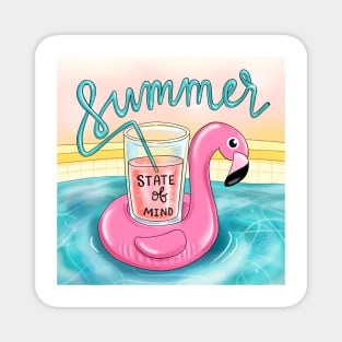 Summer State of Mind Pink Flamingo Magnet