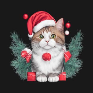 funny santa cat T-Shirt